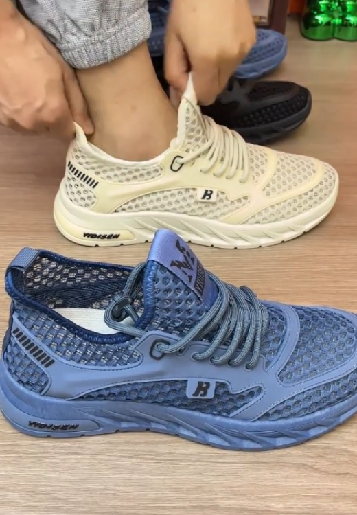 Men's fashion tri-color mesh breathable casual shoes