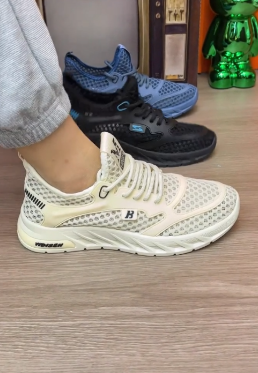 Men's fashion tri-color mesh breathable casual shoes