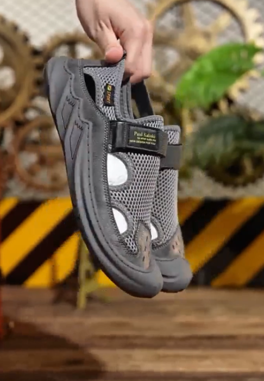 Men's hook and loop hollow breathable sandals
