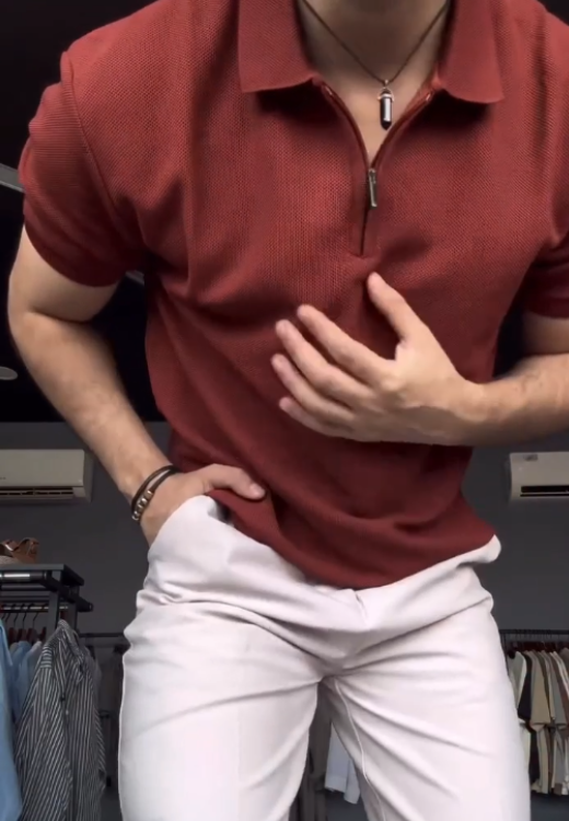 Men's summer ice silk Polo zipper short sleeve