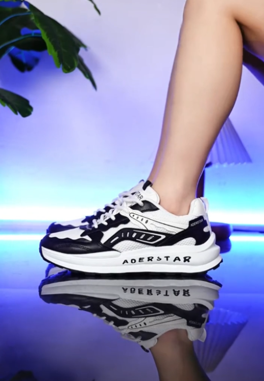 Men's black and white color matching letters soft-soled casual shoes