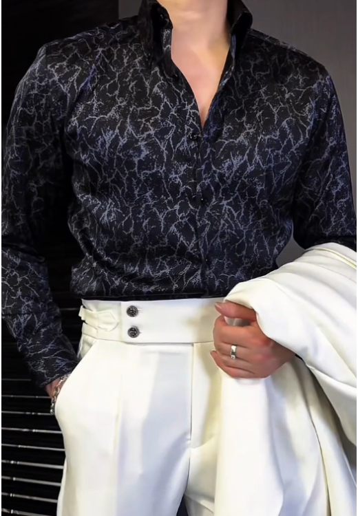 Men's personality fashion panther pattern