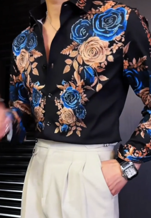 Men's high quality gold rose shirt