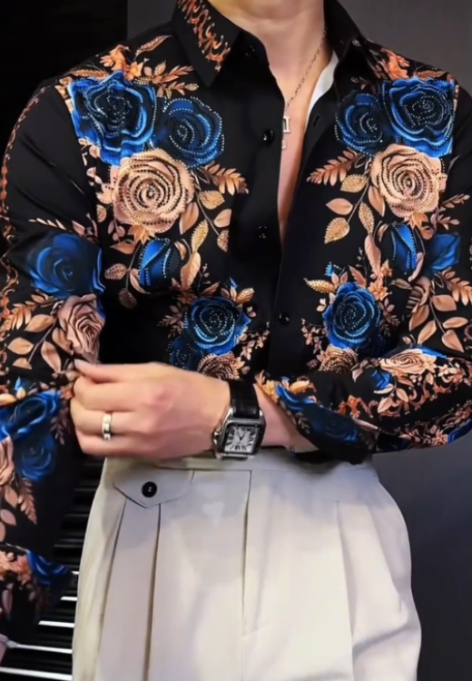Men's high quality gold rose shirt