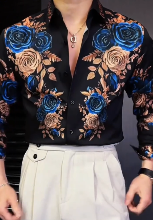 Men's high quality gold rose shirt
