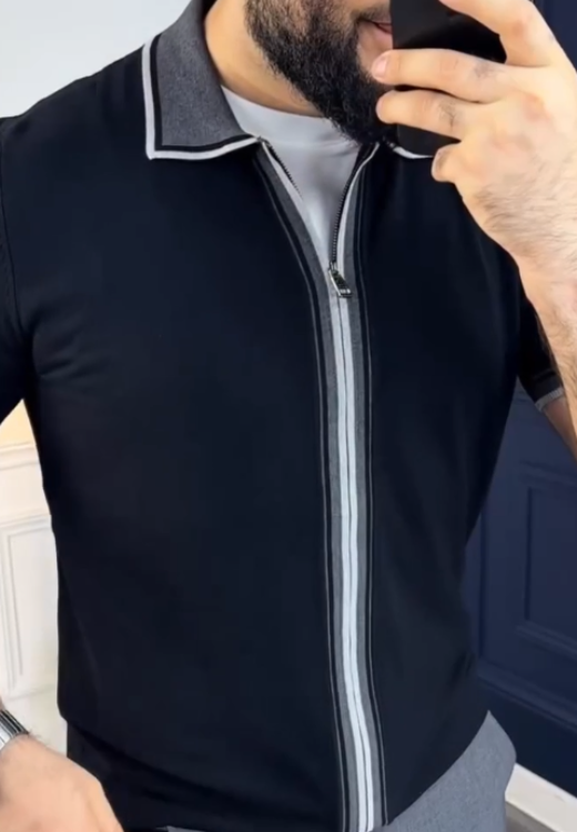 Men's summer zipper short sleeve