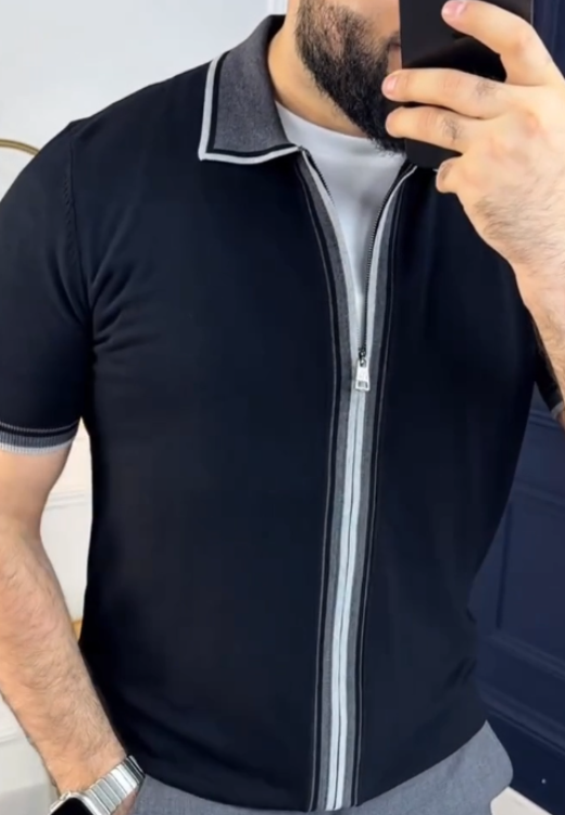 Men's summer zipper short sleeve