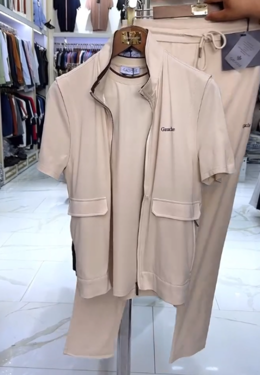 Men's quality khaki casual suit