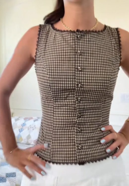 Brown Plaid Single Breasted Vest