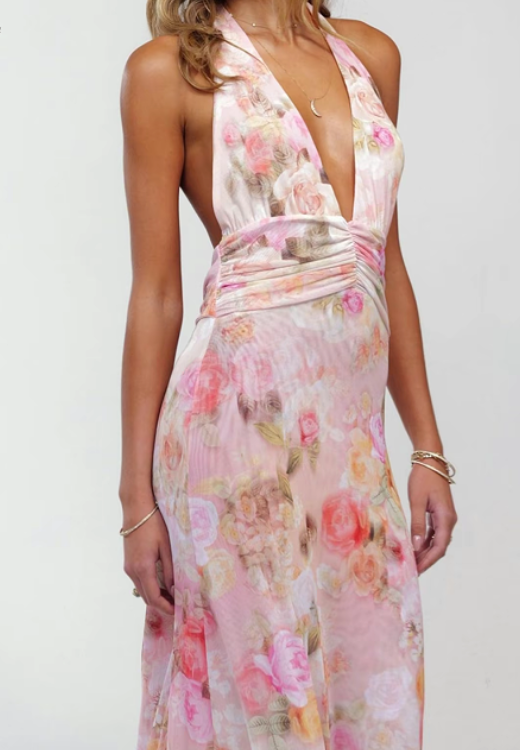 Women Long Dress,Sleeveless HalterDress Backless Flower