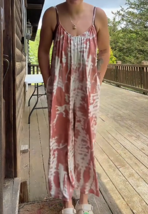 Fashion casual light printed jumpsuit