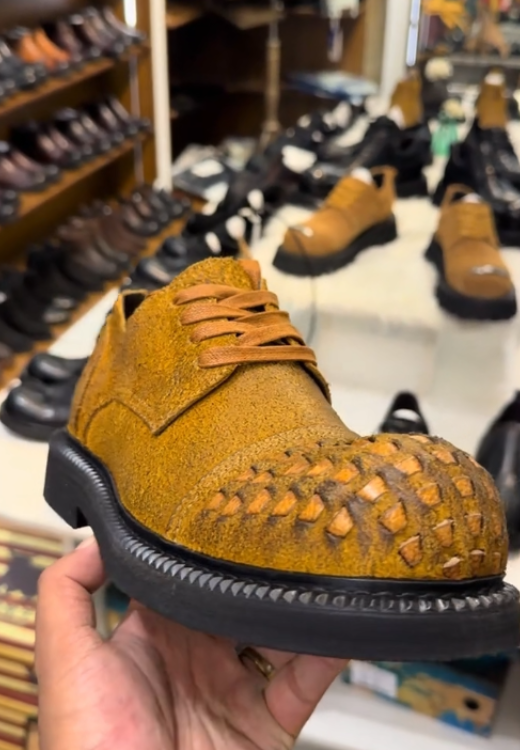 Men's woven mesh leather shoes