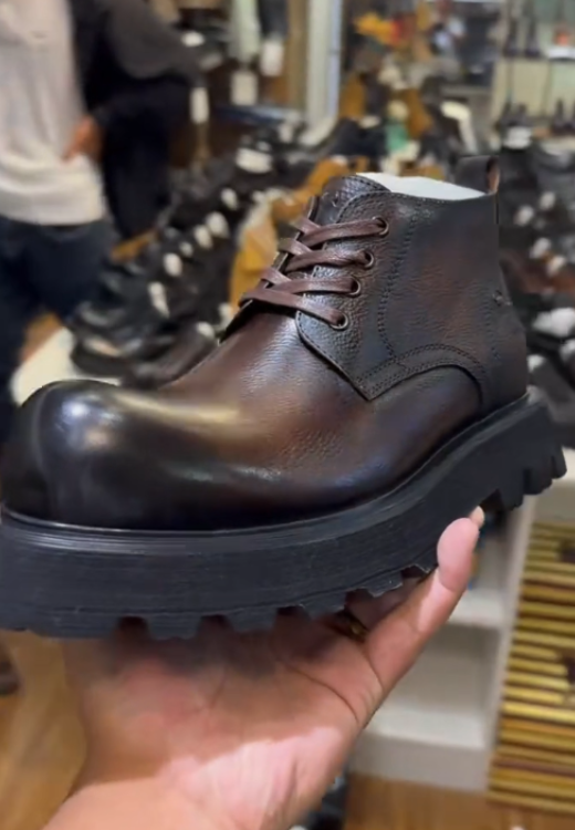 Men's handmade big head casual leather shoes