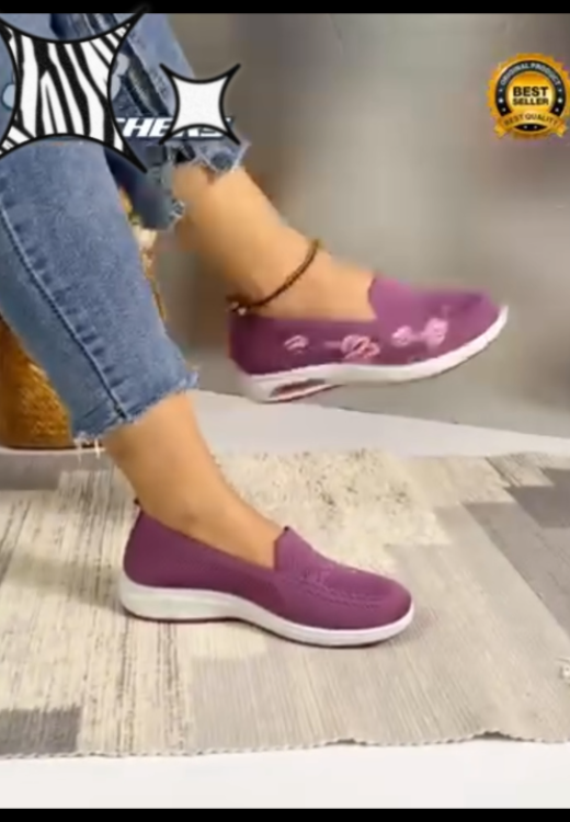 Women's embroidered leisure walking shoes