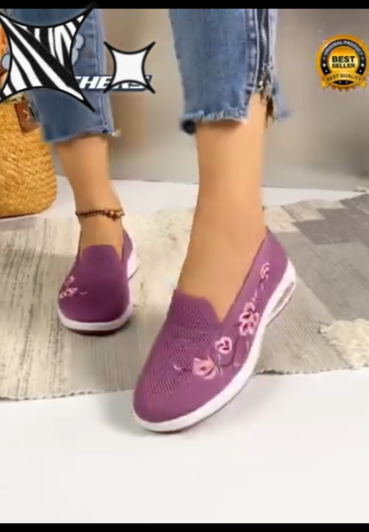 Women's embroidered leisure walking shoes