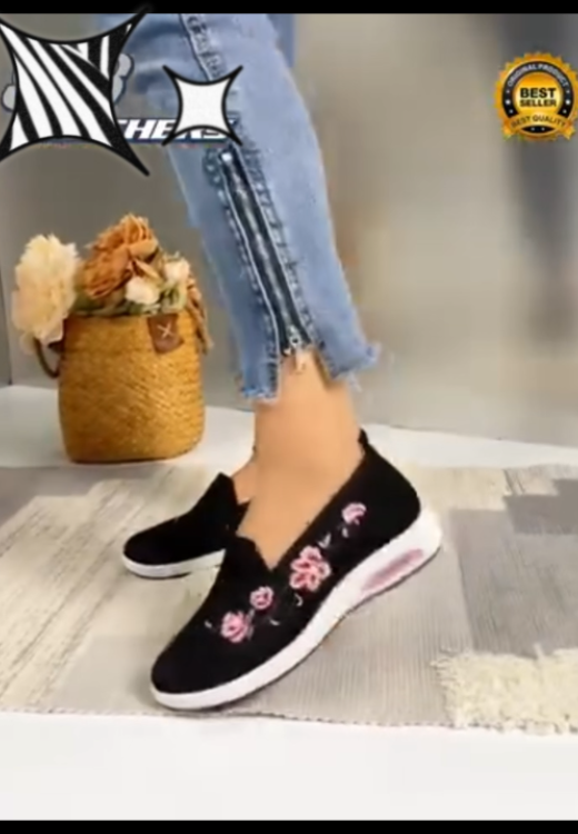 Women's embroidered leisure walking shoes