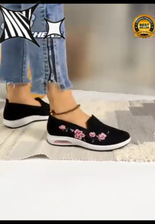 Women's embroidered leisure walking shoes