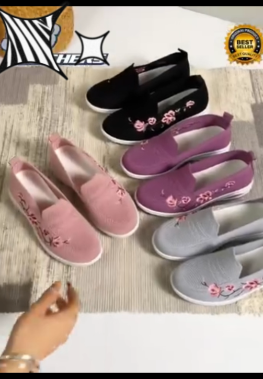 Women's embroidered leisure walking shoes