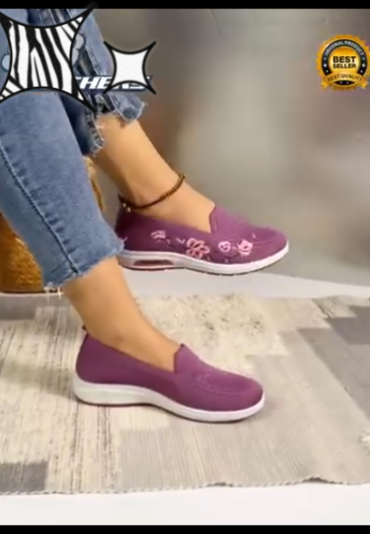Women's embroidered leisure walking shoes