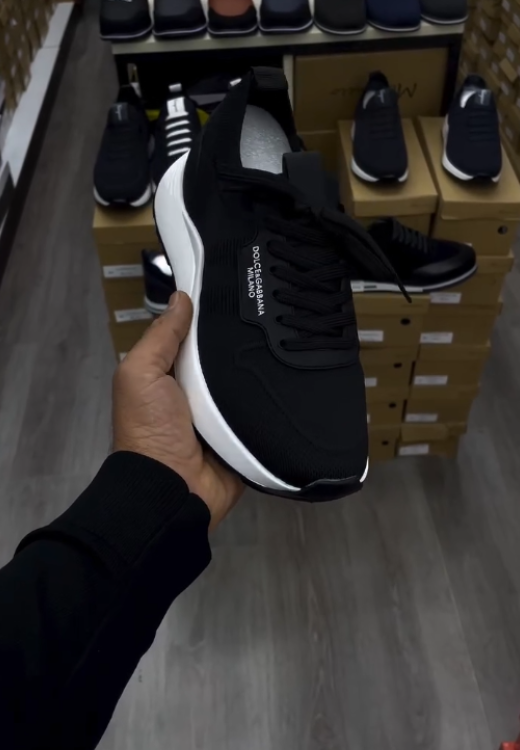 Men's continental alphabet casual black sneakers