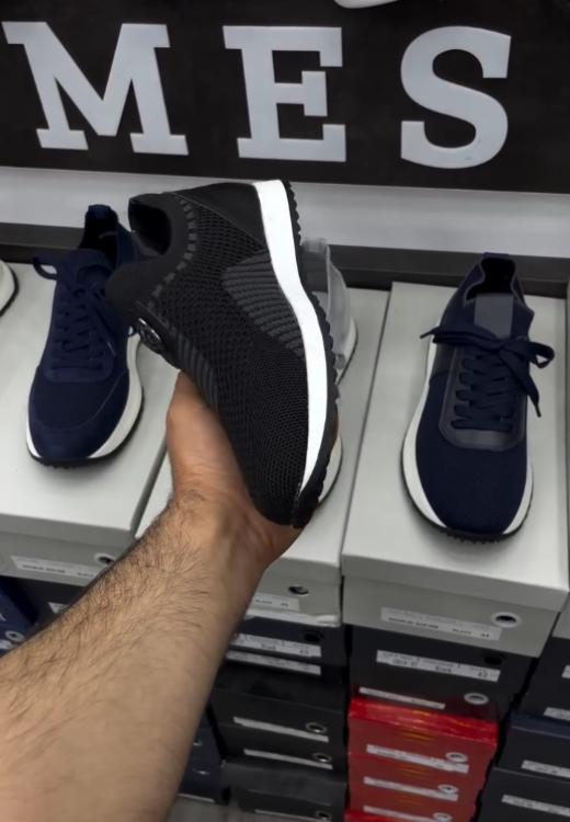 Men's black woven breathable casual shoes