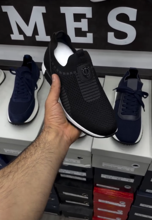Men's black woven breathable casual shoes