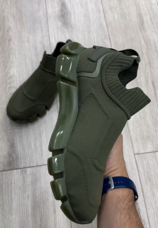 Men's dark green high quality woven shoes
