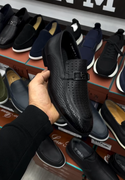 Men's link hollow leisure leather shoes