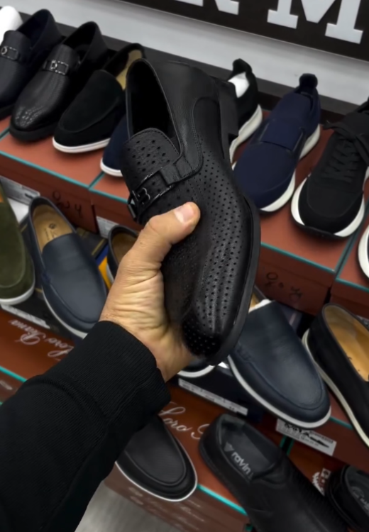 Men's link hollow leisure leather shoes