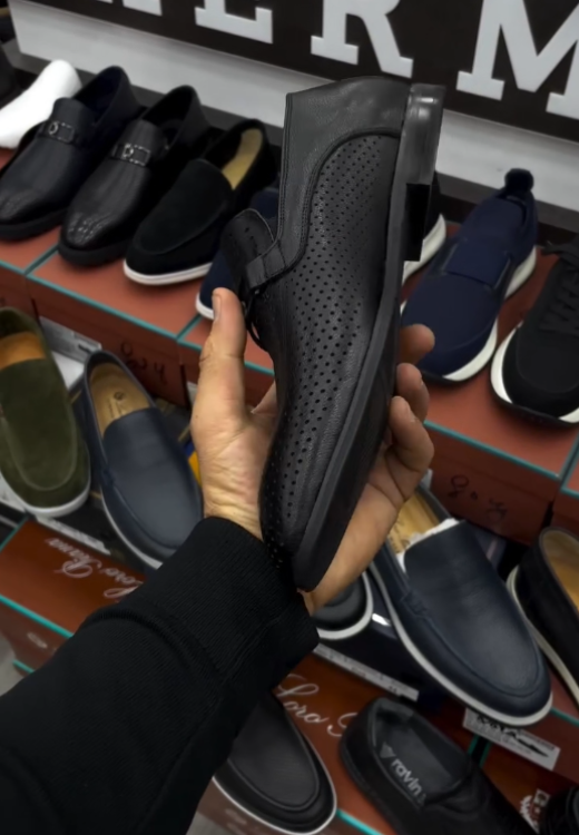 Men's link hollow leisure leather shoes