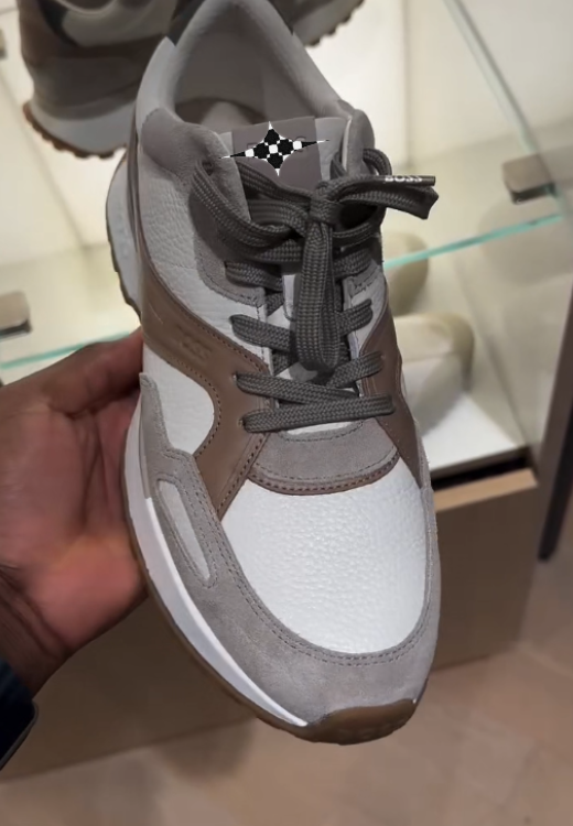 Men's khaki grey stitching casual sports shoes