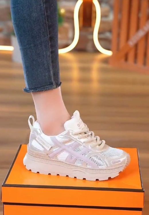 Women's yellow woven stitching casual shoes