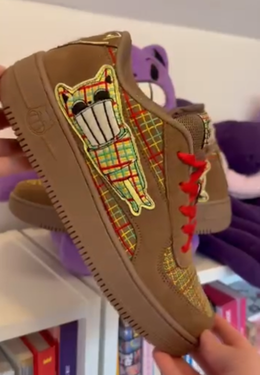 Lottery cat plaid casual sports shoes