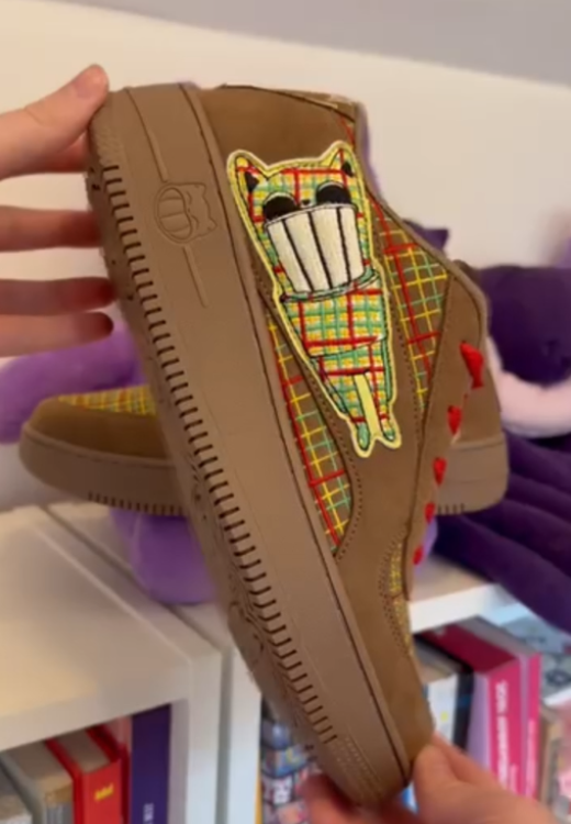 Lottery cat plaid casual sports shoes