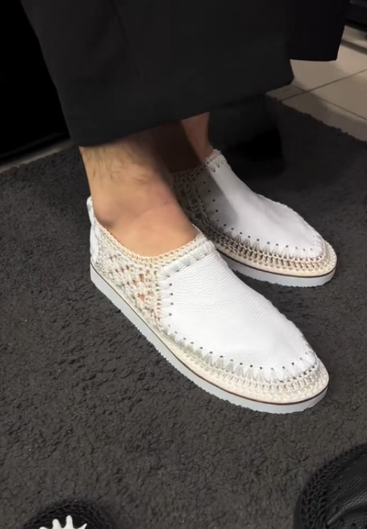 Men's white woven breathable casual shoes