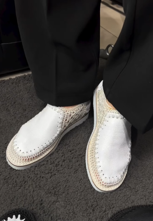 Men's white woven breathable casual shoes