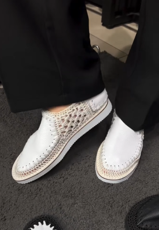 Men's white woven breathable casual shoes