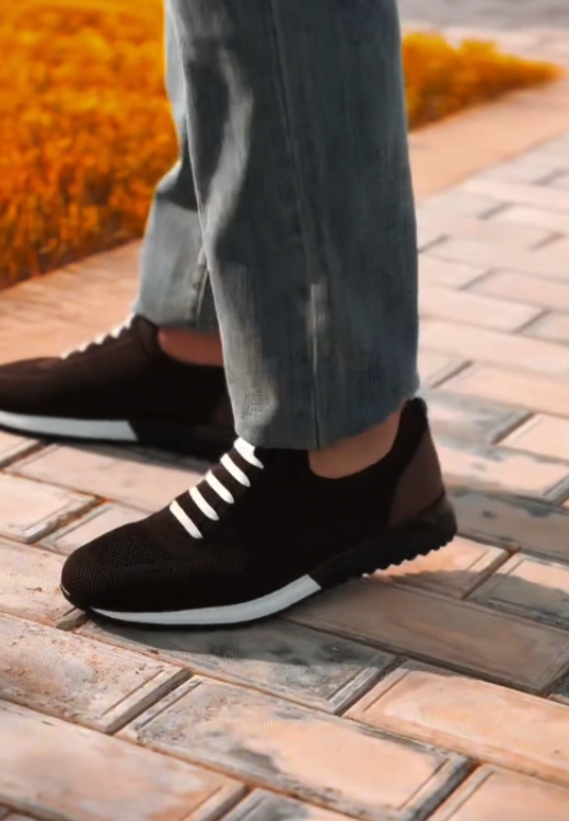 Men's black casual breathable shoes