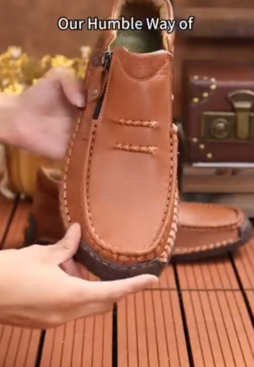 Men's waterproof leisure zipper shoes