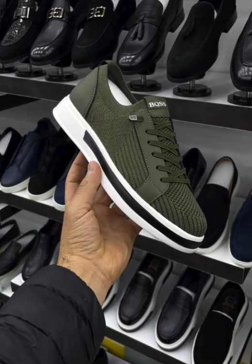 Men's dark green mesh breathable casual shoes