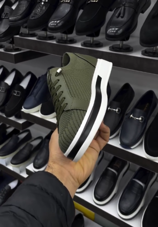 Men's dark green mesh breathable casual shoes