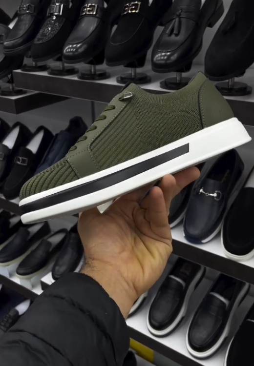 Men's dark green mesh breathable casual shoes