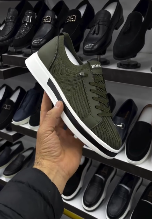 Men's dark green mesh breathable casual shoes