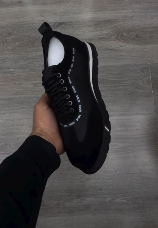 Men's white striped black casual shoes