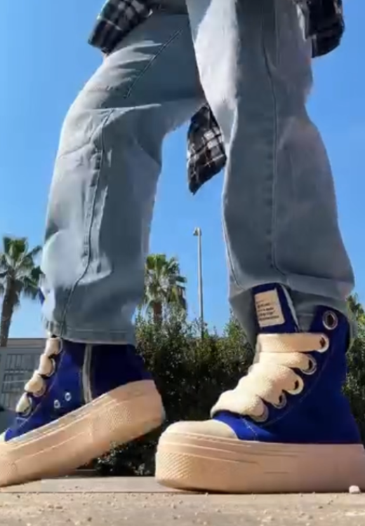 Royal blue heighten high-top canvas shoes