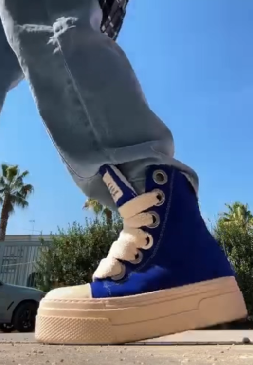 Royal blue heighten high-top canvas shoes