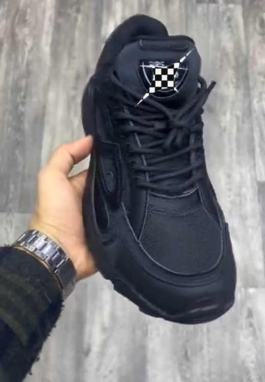 Men's black leather mesh stitching high quality casual shoes