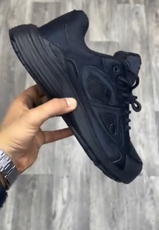 Men's black leather mesh stitching high quality casual shoes