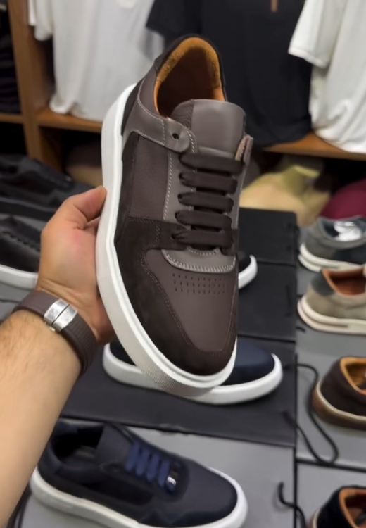 Brown suede stitching high quality casual shoes