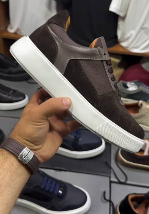 Brown suede stitching high quality casual shoes